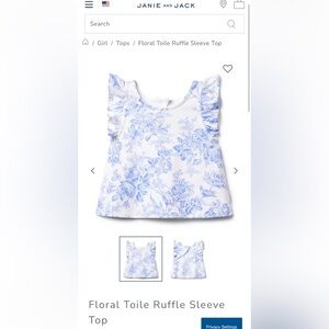 Janie and Jack Blue Floral Ruffle Tank Top
